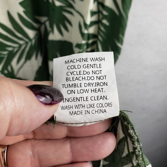 BloomChic Size 22 Ruffle Sleeve Midi Dress Green Tropical Palm Print Beach - Picture 5 of 9